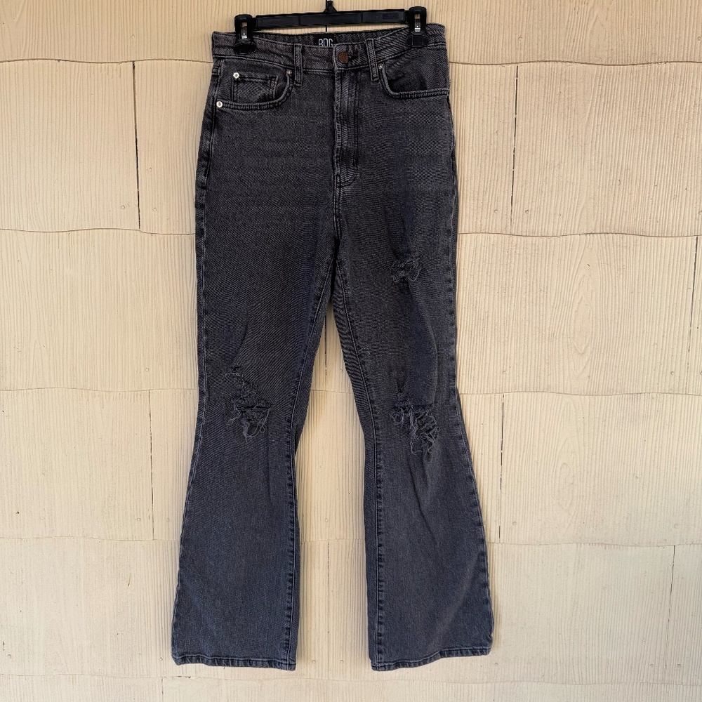BDG Urban Outfitters Black High Rise Distressed Stretch Flared Jeans